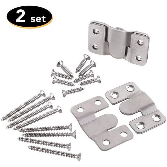 OYLUS Furniture Flush Mount Bracket- Headboard Wall mount Hardware- Large Picture Hangers- Heavy Duty photo Frame Hook- Stainless Steel Interlocking Z Clips (Large Size, 2 Sets with Screws)