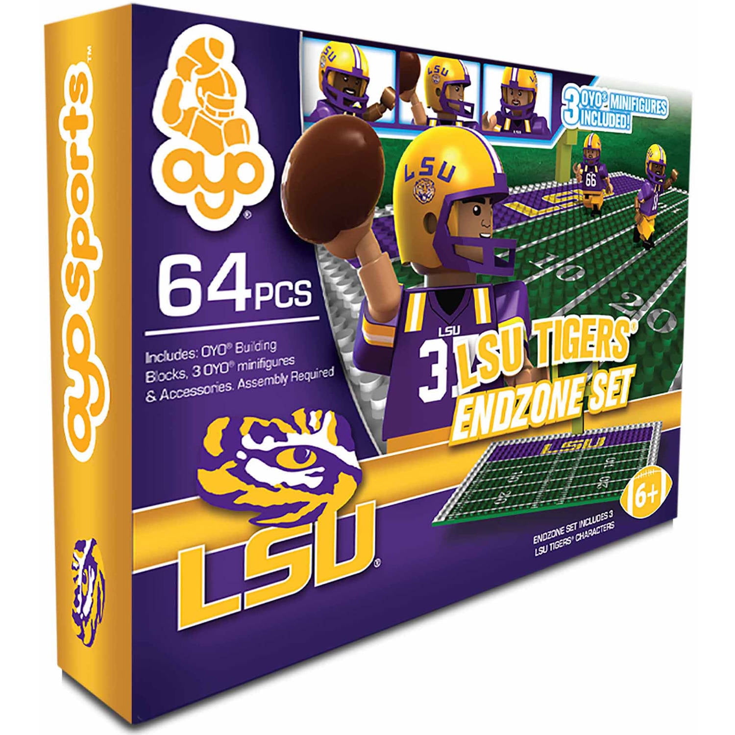 OYO Sports 64 Piece NCAA End Zone Building Block Set Louisiana State University Tigers LSU