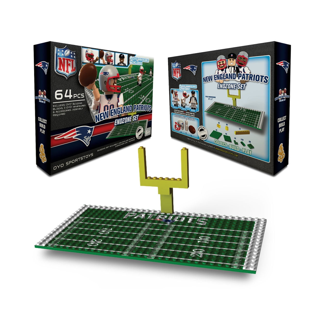 OYO Sports 64 Piece NFL End Zone Building Block Set New England