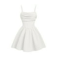 thumbnail image 1 of OYOANGLE Girl's Spaghetti Strap Ruched Ruffle Hem Flowy Short Dresses White 8Y, 1 of 6