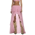 thumbnail image 1 of OYOANGLE Women's Layered Ruffle Chiffon Maxi Skirt Y2K Flowy Cowgirl Western Asymmetrical Skirts Pink L, 1 of 6