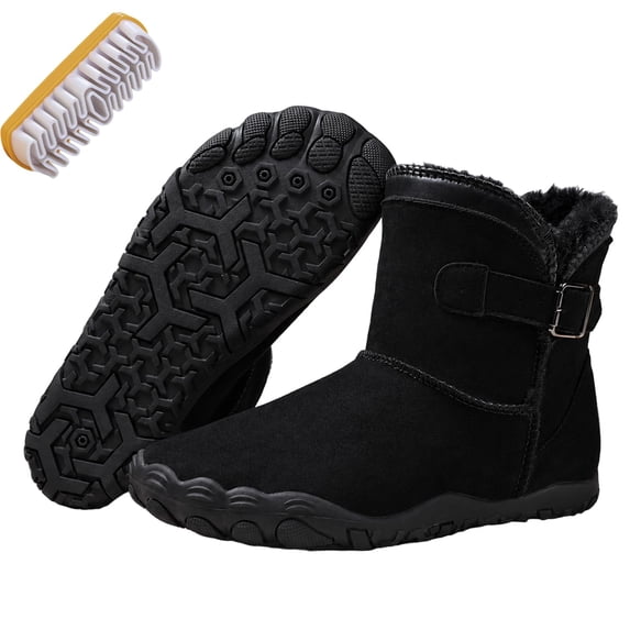 OYPGUE Barefoot Boots Women, Winter Snow Footwear Fur Lined Zero Drop