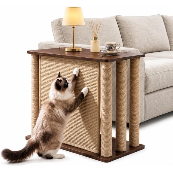OYPGUE Cat Scratcher Side Table for Couch, 2-in-1 Furniture