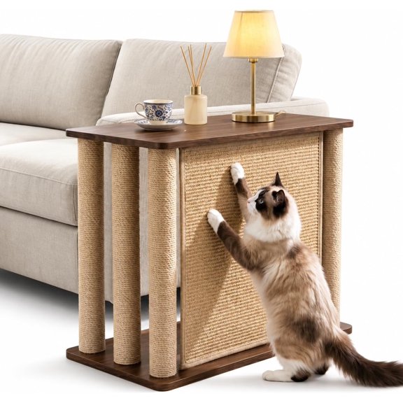 OYPGUE Cat Scratcher Side Table for Couch, 2-in-1 Furniture