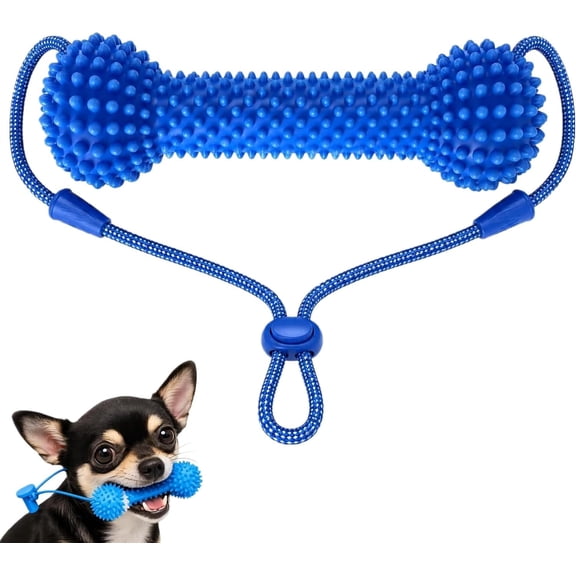OYPGUE Dual-Action Dog Dental Prop Chew Toy, Pet Teeth Brushing Aid with Adjustable Strap