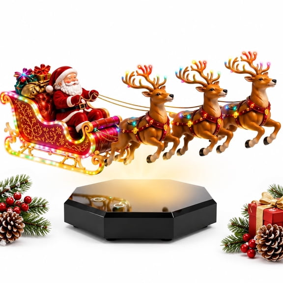 OYPGUE Floating Santa Sleigh Magnetic Levitation Christmas Decor