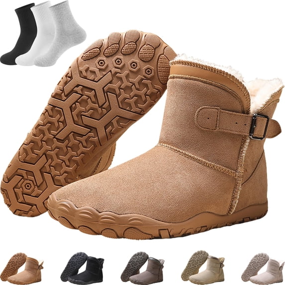 OYPGUE Hike Women Men Winter Barefoot Boots, Wide Toe Box Warm Fleece Boots