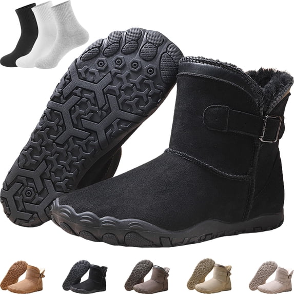 OYPGUE Hike Women Men Winter Barefoot Boots, Wide Toe Box Warm Fleece Boots