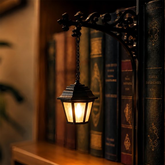 OYPGUE Library Lantern Mini Bookshelf Lamp-Decorative Bookshelf Lighting | Vintage Decorative, Hanging Reading Nook, Warm LED Nightlight, Book Lovers Gifts