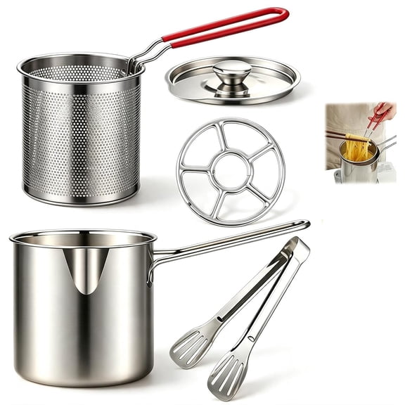 OYPGUE Multifunctional 304 Stainless Steel Fryer Pot Mini Deep Fryer Set