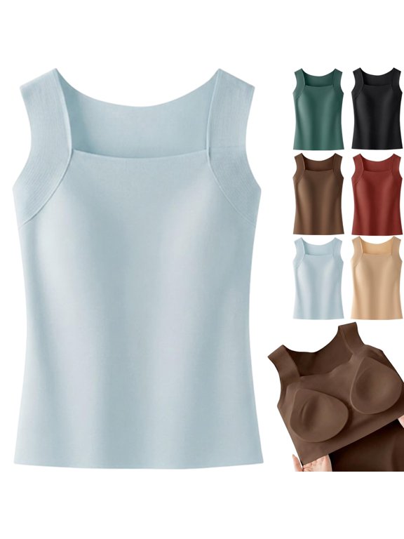 Square Tanks with Built in Bra for Women, Comfort Wireless Shaper Tank Top