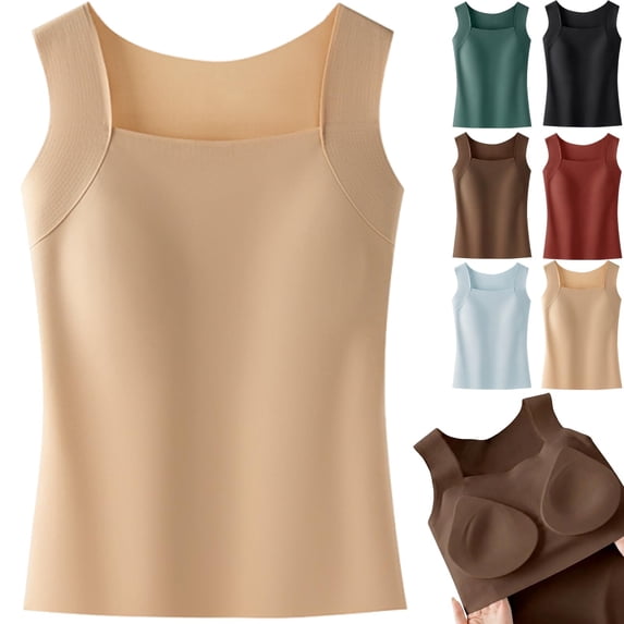 OYPGUE Square Tanks with Built in Bra for Women, Comfort Wireless Shaper Tank Top