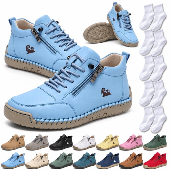 OYPGUE Urban Comfortable Orthopedic Zipper Sneakers, Walking Shoes for Women