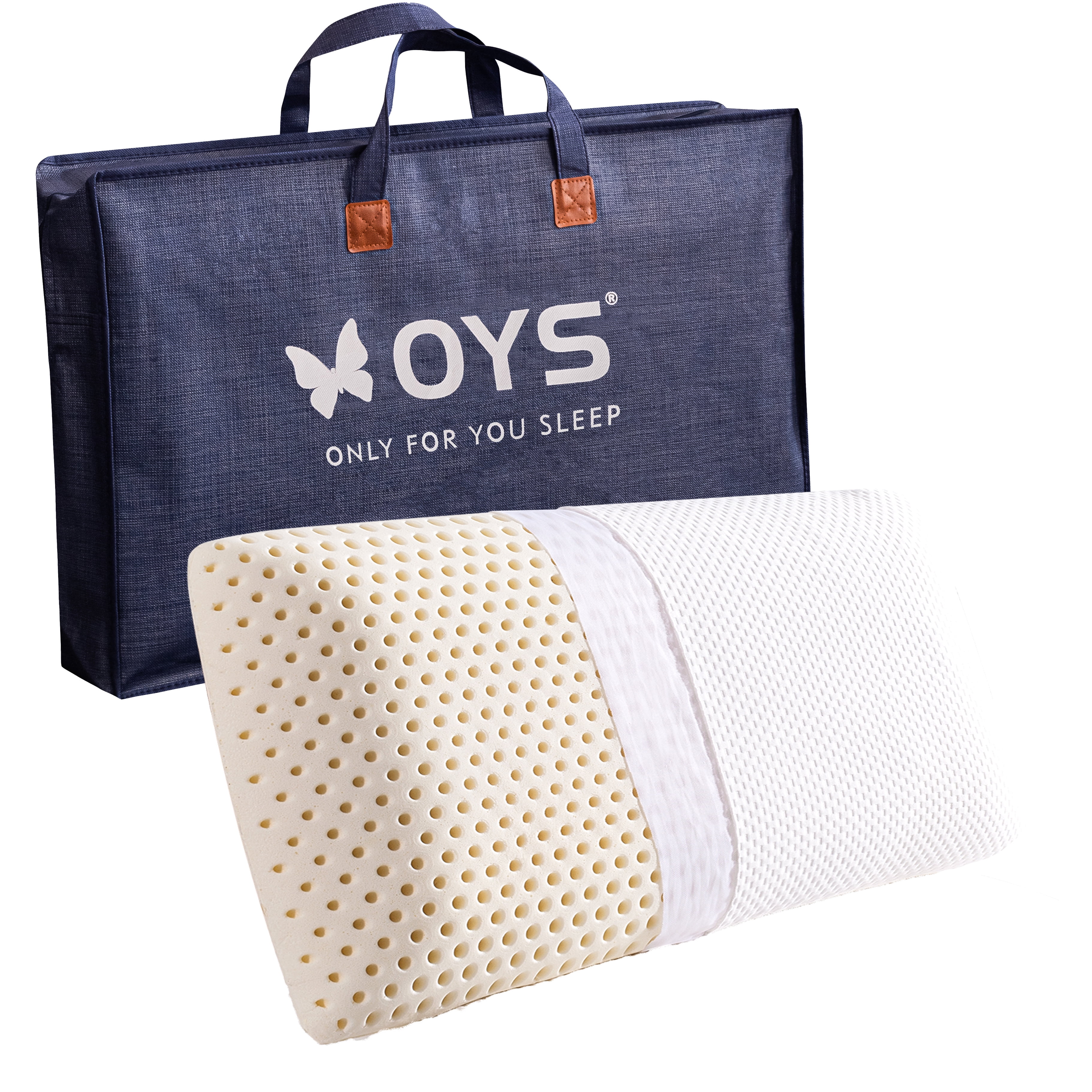 OYS Talalay Natural Latex Pillows for Sleeping Neck Pain Relief with Organic Removable Tencel
