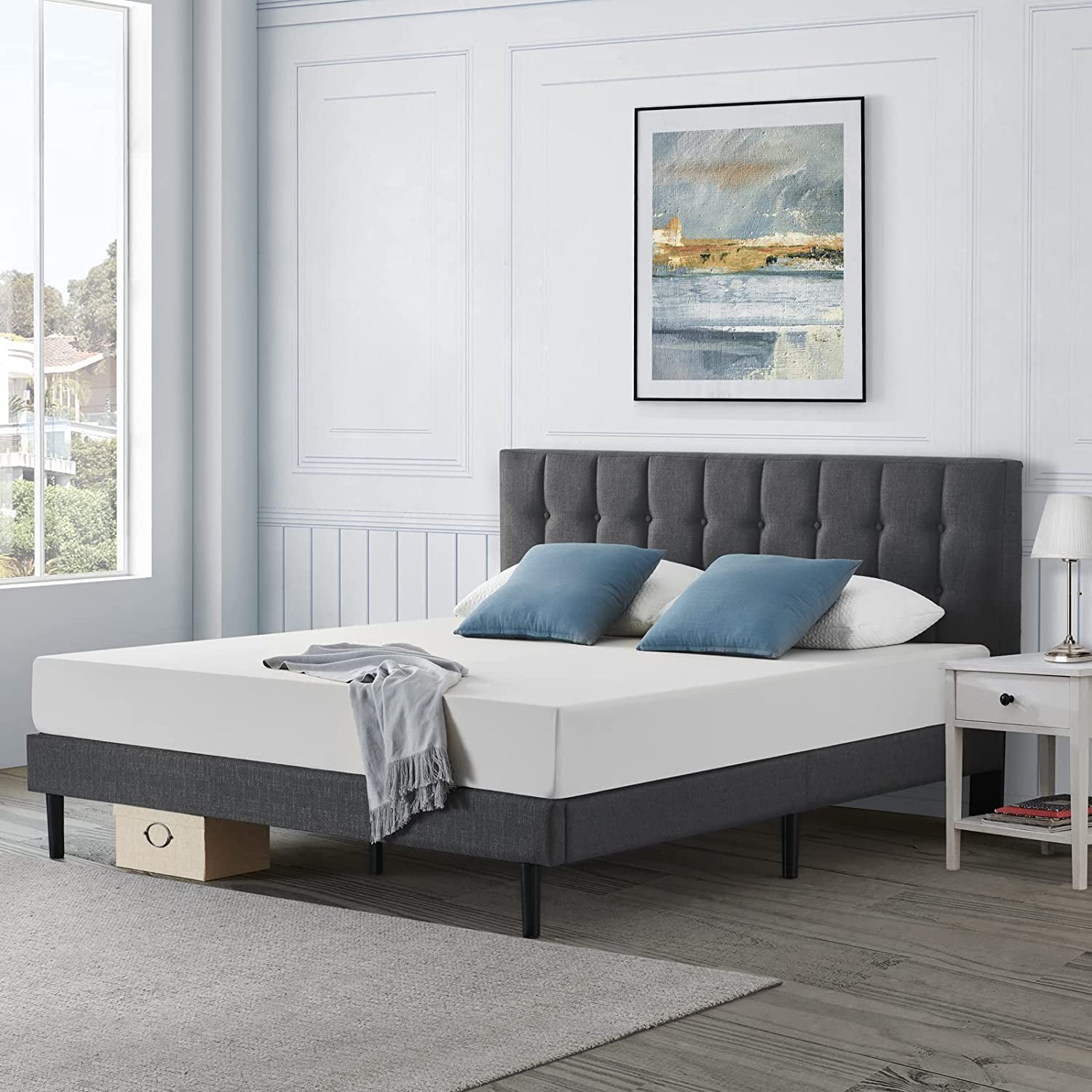 Frame With Adjustable Tufted Headboard Velvet Upholstered Platform Bed frame-with-adjustable-tufted-headboard-velvet-upholstered-platform-bed