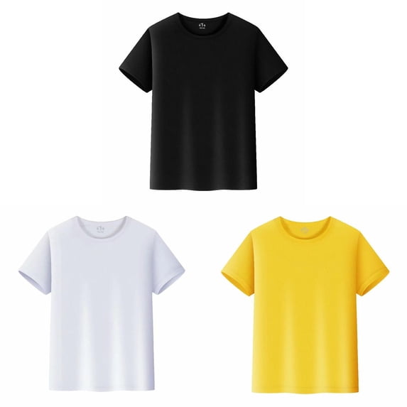 OYXSER 3Pcs Quick Dry Shirts for Boy Short Sleeve Crewneck Mesh Shirts, 2-14 Years