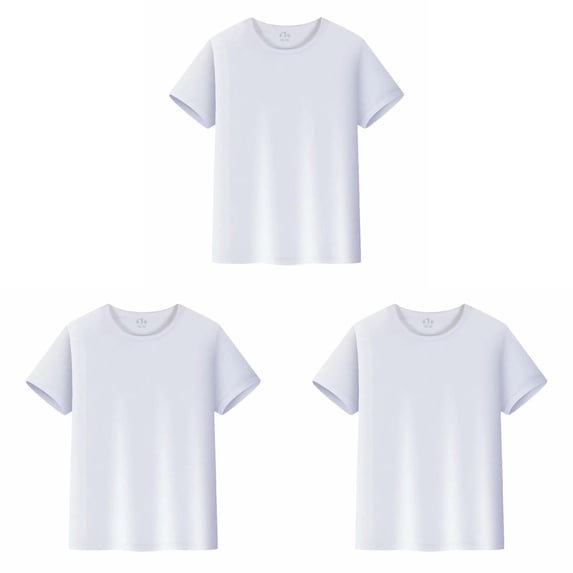 OYXSER 3Pcs Quick Dry Shirts for Boy Short Sleeve Crewneck Mesh Shirts, 2-14 Years