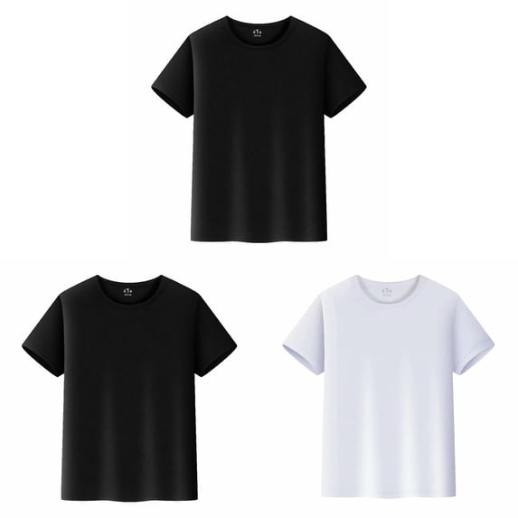 OYXSER 3Pcs Quick Dry Shirts for Boy Short Sleeve Crewneck Mesh Shirts, 2-14 Years