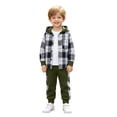 thumbnail image 1 of OYXSER 3T Boy Clothes Toddler Boys 2 Piece Cotton Plaid Hooded Shirt and Elastic Waist Pants Set Comfortable Daily Outfit, Green 3 Years, 1 of 9