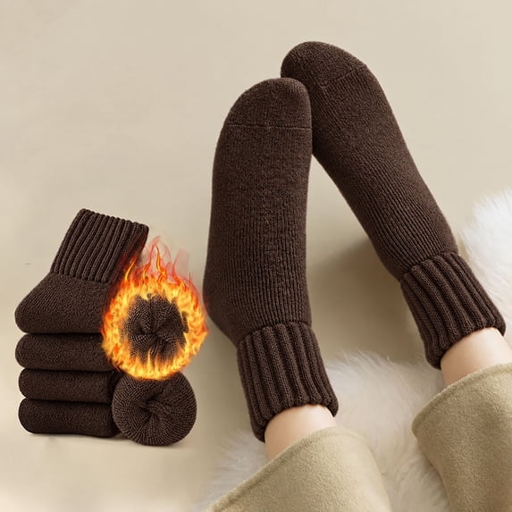 OYXSER 5 Pairs Womens Solid Mid Calf Socks, Elastic Cuff Warm Soft Fit Suitable for All-Day Wear