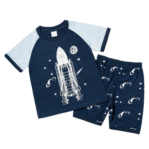 OYXSER Baby Boy Clothes 18 24 Months Cute Summer Kids Pattern Short Sleeve Button Down Shirt & Shorts Set Kids Outfit Set, Navy 6-7Y