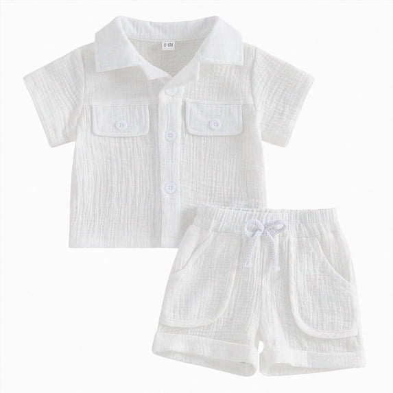 OYXSER Baby Boy Girl Outfit Cartoon Summer Print Short Sleeve T-Shirt and Shorts Set Summer Clothes, White 18-24M