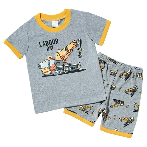 OYXSER Baby Boy Summer Clothes 2T 3T 4T 5T Cartoon Cotton Summer Short Sleeve T-Shirt and Shorts Cool Short Sets, Yellow 2-3T
