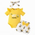 thumbnail image 1 of OYXSER Baby Girl Clothes Infant Summer Outfits Set Baby Girl Romper Bodysuit+Ruffle Tutu Shorts Bloomer Cute Romper Shorts Set, Yellow 12-18M, 1 of 4