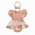 thumbnail image 1 of OYXSER Baby Girl Clothes Infant Summer Outfits Set Floral Girl Clothes with Headband Newborn Infant Summer Cute Outfit, Pink 12-18M, 1 of 6