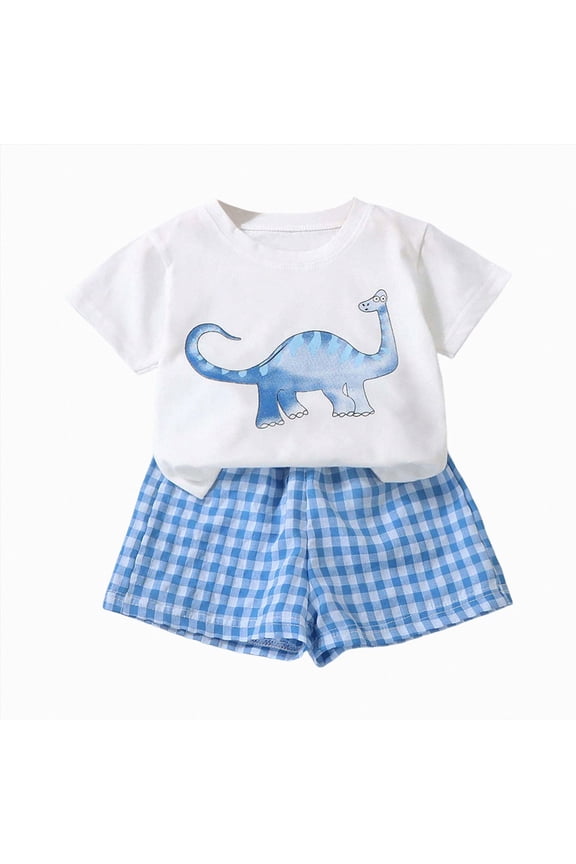 Baby Girl Summer Clothes 18 24 Months Cartoon Fruit Plaid Print Short Sleeve T-Shirts Shorts Clothing Set 2pcs Shorts Outfits Set