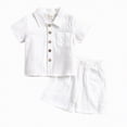 thumbnail image 1 of OYXSER Baby Girl Summer Clothes 18 24 Months Cotton Linen Short Sleeves Shorts Set 2pcs Cute Outfits Set, White 12-18M, 1 of 7
