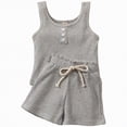 thumbnail image 1 of OYXSER Baby Girl Summer Clothes 18 24 Months Striped Short Sleeveless Tee Tops + Shorts 2pcs Shorts Outfits Set, Gray 18-24M, 1 of 6