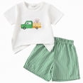 thumbnail image 1 of OYXSER Baby Girl Summer Clothes 3T 4T Cartoon Short Sleeves Shorts Set 2pcs Shorts Outfits Set, Green 6-12M, 1 of 8