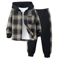 thumbnail image 1 of OYXSER Boy Clothes 3T Boy Clothes Toddler Boys Clothes 4T Plaid Button Down Hooded Shirt & Sweatpants Fall Winter Outfits Set, Brown 5T, 1 of 9