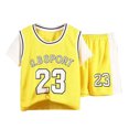 thumbnail image 1 of OYXSER Boys Clothing Sets Crew Neck T-Shirt and Short Outfits Active Mesh Shorts Set, Yellow 2-3T, 1 of 3
