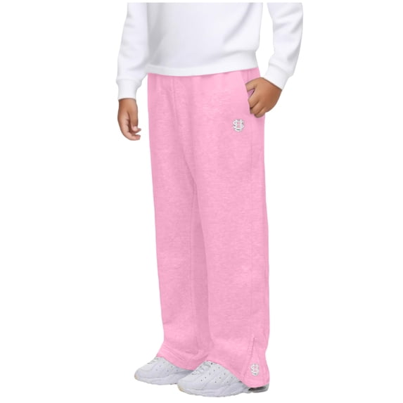 OYXSER Boys Sweatpants Wide Leg Drawstring Waist Loose Fit Trousrs with Pockets, Pink 8-9Y