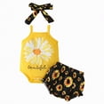 thumbnail image 1 of OYXSER Cute Baby Girl Clothes 18 24 Months Ruffle Sleeve Romper Daisy Print with Headband Infant Summer Outfits Set, Yellow 6-9M, 1 of 7