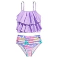 thumbnail image 1 of OYXSER Girl's 2 Piece Tankini Swimsuits Flowy Ruffle Flounce Floral Print Cute Bathing Suits, Purple 7-8Y, 1 of 7