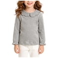 thumbnail image 1 of OYXSER Girls Casual Top with Peter Pan Collar & Ruffle Sleeve Details for School Wear, Gray 9-12M, 1 of 6