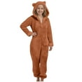 thumbnail image 1 of OYXSER Girls Fleece Hooded Onesize Pajamas Cute One Piece Fuzzy Sleepwear Zip Up Jumpsuits Winter Warm Lounge Outfits, Orange 10-11 Years, 1 of 3