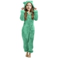 thumbnail image 1 of OYXSER Girls Fleece Jumpsuit Pajamas Machine Washable No Fade Fabric Everyday Nightwear for Home Lounge Wear, Light Green 4-5T, 1 of 3
