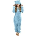 thumbnail image 1 of OYXSER Girls Hooded Onesie Pajamas Sherpa Fleece Long Sleeve Full-Zip Warm Winter Sleepwear for Kids Toddler Cute Character Jumpsuit, Sky Blue 6-7 Years, 1 of 3