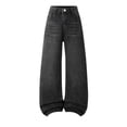 thumbnail image 1 of OYXSER Girls Jeans Pants Wide Leg Baggy Pants Kids Clothes Simple High Elastic Waist Denim Pants with Pockets Cute Y2K Trendy Tween Streetwear, Black 14-15Y, 1 of 3