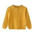 thumbnail image 1 of OYXSER Girls Long Sleeve Cardigan Sweater Soft Knit Button Up Crewneck Uniform Tops, Yellow 18-24M, 1 of 4