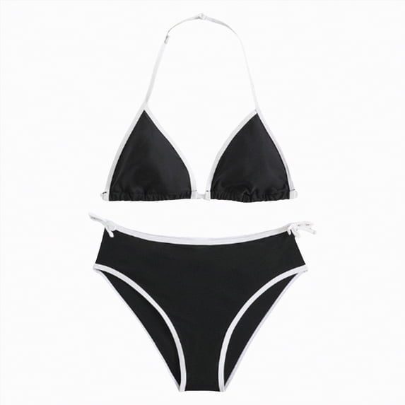 OYXSER Girls Swimsuit 2 Piece Bathing Suit Swimsuits for Teens Color-Block Summer Beach Swimwear, Black 13-14Y