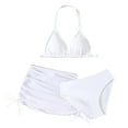 thumbnail image 1 of OYXSER Girls Swimsuits 3 Piece Tankini Bathing Suit Set Halter Solid Swimsuit with Drawstring Beach Skirt Cute Bikini Swimwear, White 8-9Y, 1 of 7