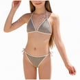 thumbnail image 1 of OYXSER Girls Tankini Swimsuit 2 Piece Bathing Suit Swimsuits for Teens Halterneck Cute Bikini Swimsuits, Gray 14-15Y, 1 of 7