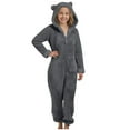 thumbnail image 1 of OYXSER Girls Winter Hooded Onesie Fleece Material For Sleep Play Vacation Travel All-Day Comfort Pajamas, Dark Gray 8-9 Years, 1 of 3