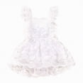 thumbnail image 1 of OYXSER Infant Baby Girl Clothes Infant Summer Outfits Set Ruffle Sleeve Romper Dress with Headband Newborn Infant Summer Cute Outfit, White 18-24M, 1 of 8