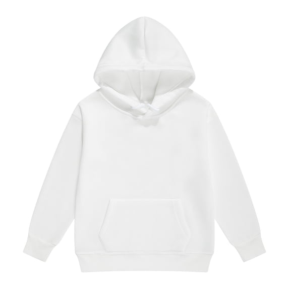 OYXSER Kids Girls Basic Hooded Sweatshirt Pullover Long Sleeve with Front Pocket Comfortable Casual Everyday Wear, White 3-4Y